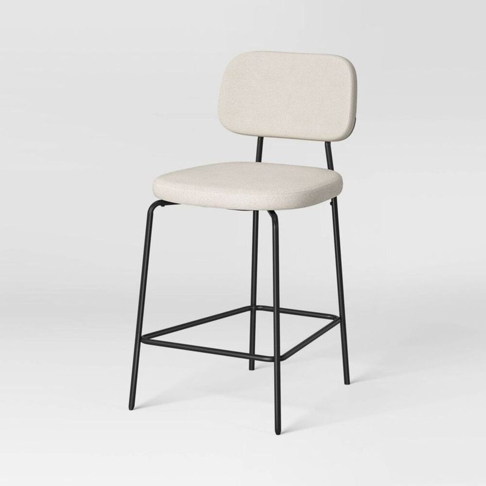 Room Essentials - 1pk 24" Upholstered with Metal Base Counter Height Cream